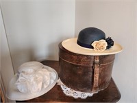 Vintage Hat Box and Hats. Kentucky Derby.