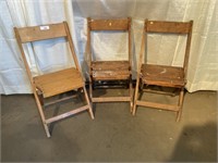 (3) Antique Wooden Folding Chairs