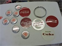 Coke Glass & Metal Buttons & Pins
