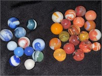 VTG MARBLE COLLECTION ORANGE/BLUE/WHITE SWIRLS