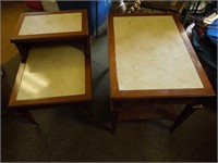 Pair of Stone-Top End Tables