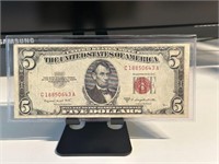 1953 Series B Red Seal Five Dollar Bill