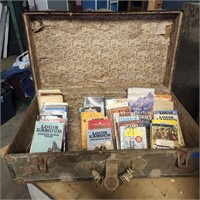 Vintage metal suitcase filled w/Western Paperbacks
