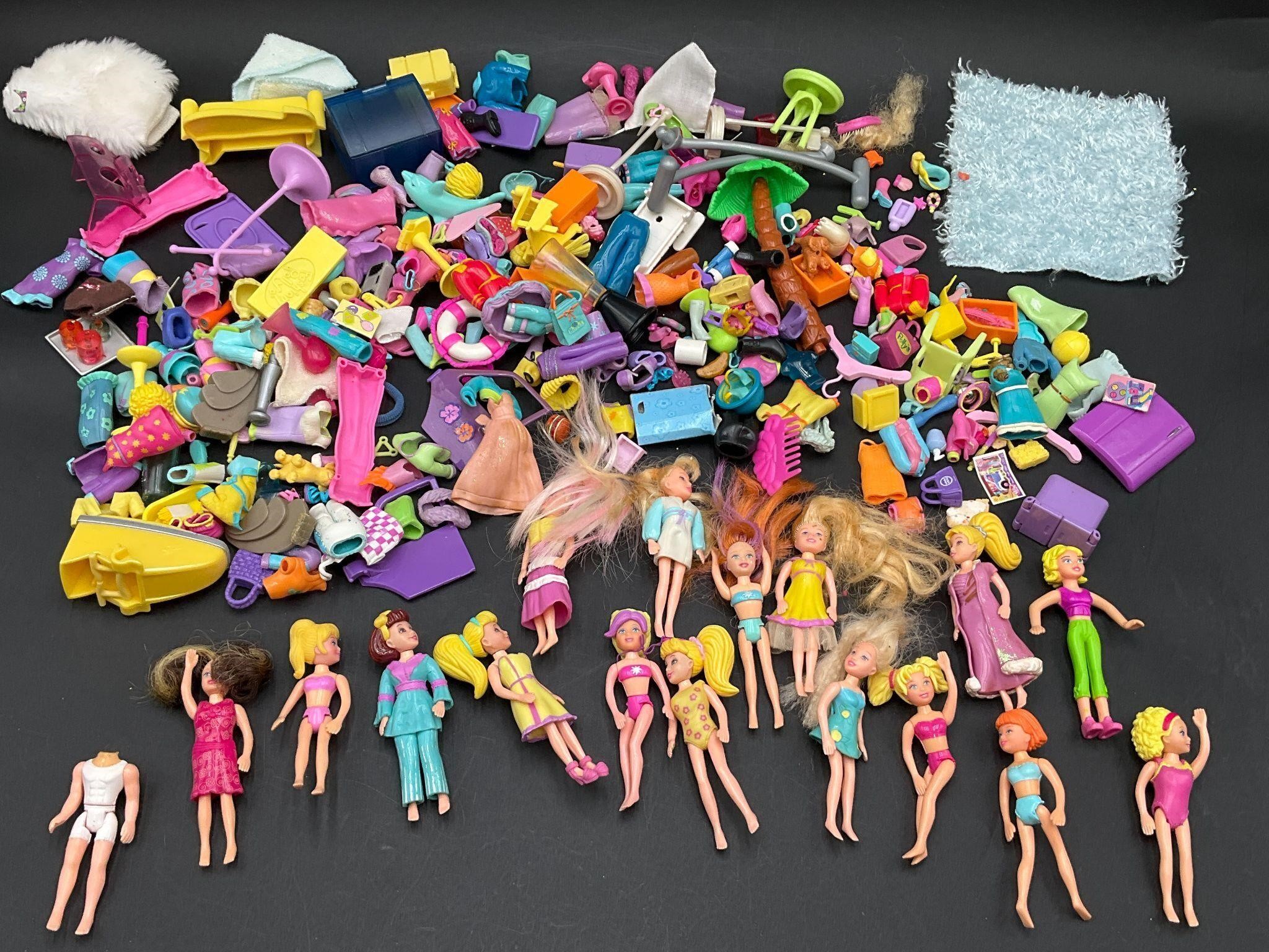Lot of Polly Pocket Dolls & Accessories