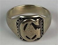 14-18K White Gold Masonic Ring