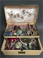 Jewelry Box Full of Early Costume Jewelry