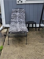 Wrought Iron Rolling Chaise Lounge & Side Table