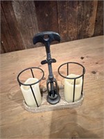 wine holder with candles