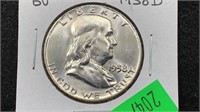 1958-D Silver Franklin Half Dollar