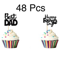 Ercadio 48 Pack Happy Father's Day Cupcake Topper