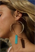 Toasted Turquoise Bar Hoops Earrings