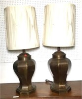 Pair of Vintage Metal Lamps with Pleated Shades