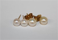 2pr 14k yellow gold Pearls approx. 6mm pierced