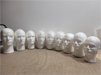 Tote of 9 Foam  Mannequin Heads