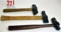 Three blacksmith hammers