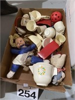 Toys- tea cups and doll