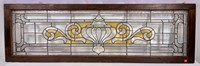 Beveled glass transom, 20.25" x 64.5" wooden