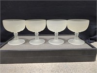 Set of 4 white satin frosted sherbet glasses
