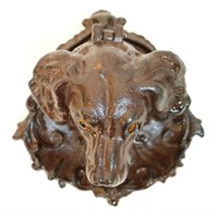 Cast iron dog face ink well