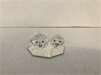 2 Crystal Pigs w/Mirrored Plateau