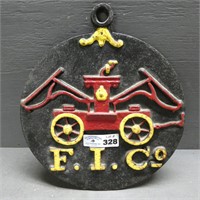Cast Iron F.I. Co Fireman's Plaque - 12"