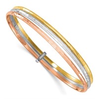 14 Kt- White Rose Rhodium 3-row Bangle