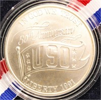 US Mint 1991 USO Silver Dollar