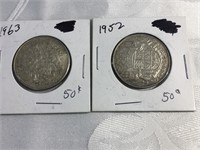 Canadian Fifty Cents Silver Coins