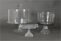 Vintage Covered Glass Cake Stand, Trifle Bowl