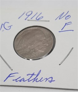 1916 -2- Feathers Buffalo Nickel