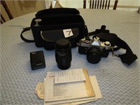 CANON AE-1 CAMERA W/ FLASH, EXTRA LENSES, CASE