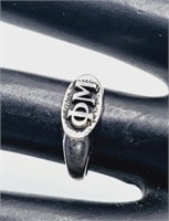 Vintage Sterling Silver Phi Mu Soroity Ring