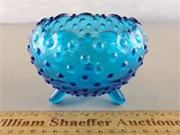 Fenton Colonial Blue Glass Football Rose Bowl