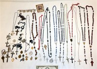 Large Lot of Rosaries, Crosses, Medals, Bracelet