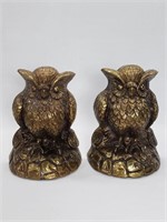 Pair of Gold Tone Weighted Owl Bookends