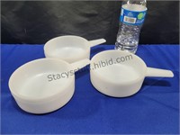 3 Glass Handled Soup Bowls