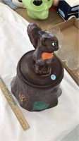 Tree stump ans squirrel cookie jar