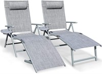 2 GOLDSUN Aluminum Outdoor Folding Lounge Chairs