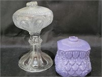 VTG Opaque Purple Glass Oil Lamp & More - Note