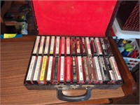 Cassette tapes in carrying case