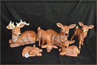 6 Vintage Ceramic Deer