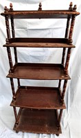 ANTIQUE SOLID WOOD PARLOUR SHELF 54" T 5 SHELVES