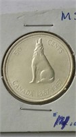 1967 Canada Silver Centennial 50 Cent Coin MS63