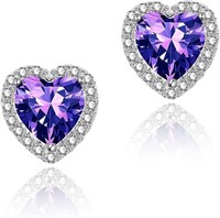 Heart 4.76ct Amethyst & White Sapphire Earrings