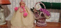 Vintage Hand Crafted Baby Doll & Flower Basket.