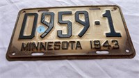 Minnesota 1943 license plate