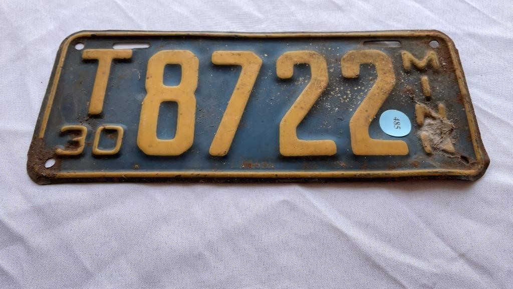 Minn 1930 license plate