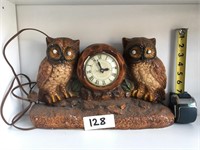 Vintage Electric Ceramic 2 Owl Lanshire Clock
