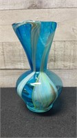 Murano Art Glass Ruffled Top Vase 6.5" Tall