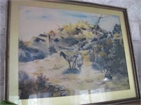 Framed, watercolor? Goat picture-vintage